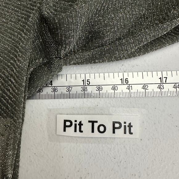 Dazy Womens Mesh Cropped Top Size M Gray Sparkle Twist Front Sheer Festival - Picture 5 of 7